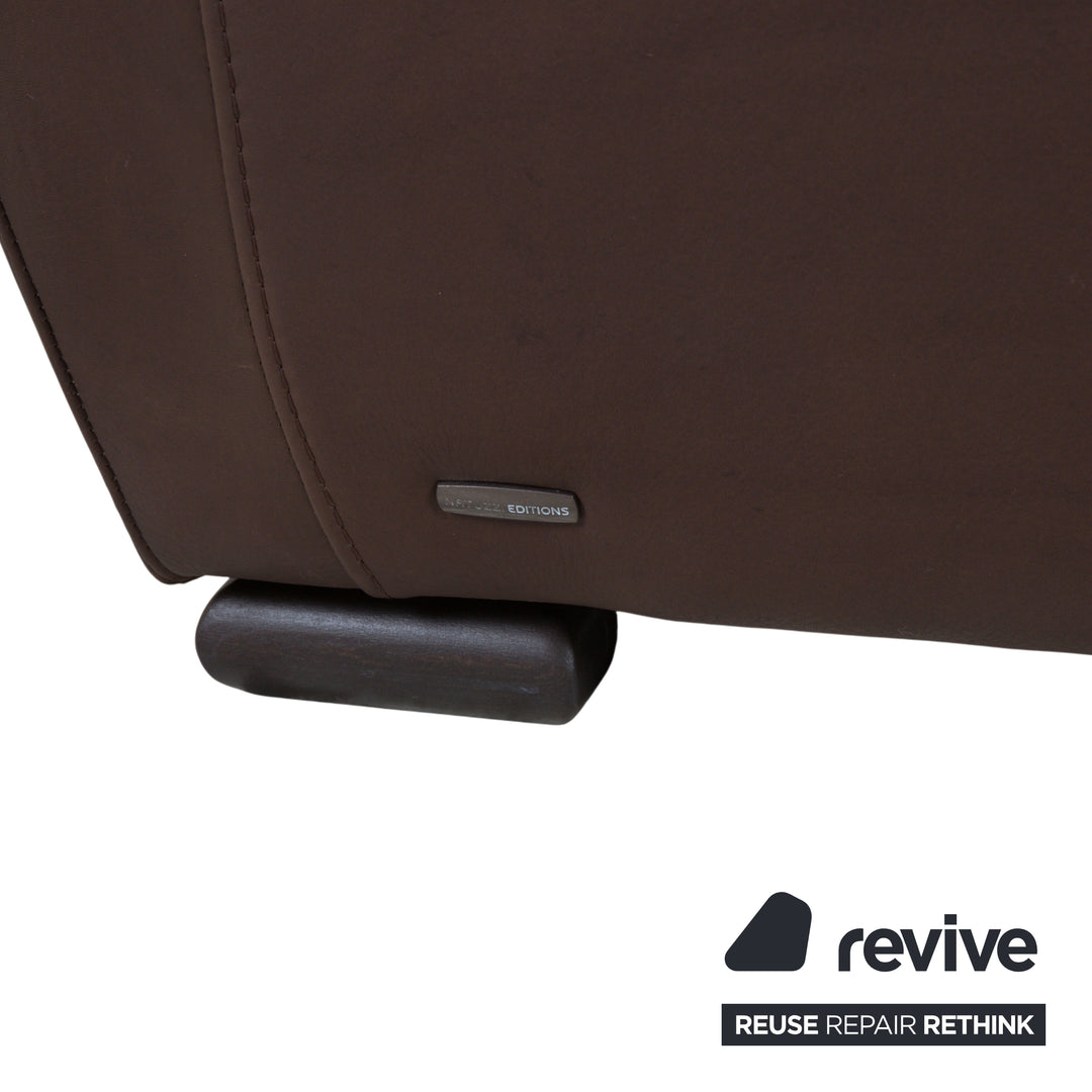 Natuzzi Editions A399 Garnitur Leder Dreisitzer Zweisitzer Dunkelbraun Sofa Couch