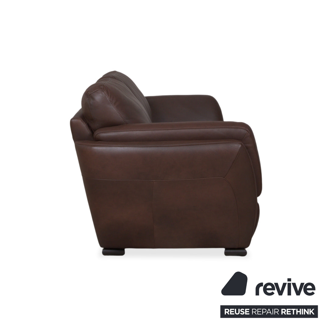 Natuzzi Editions A399 Garnitur Leder Dreisitzer Zweisitzer Dunkelbraun Sofa Couch