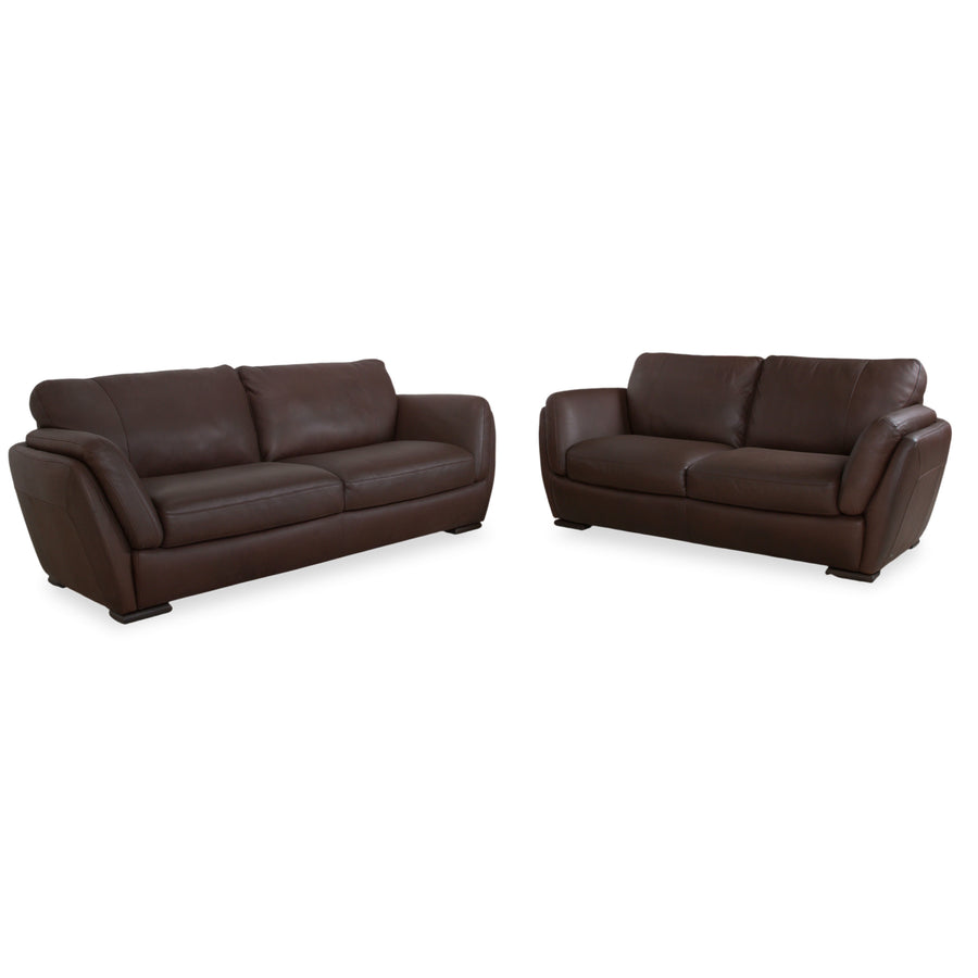 Natuzzi Editions A399 Garnitur Leder Dreisitzer Zweisitzer Dunkelbraun Sofa Couch