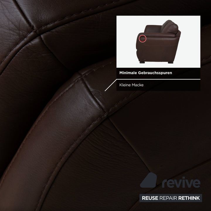 Natuzzi Editions A399 Garnitur Leder Dreisitzer Zweisitzer Dunkelbraun Sofa Couch