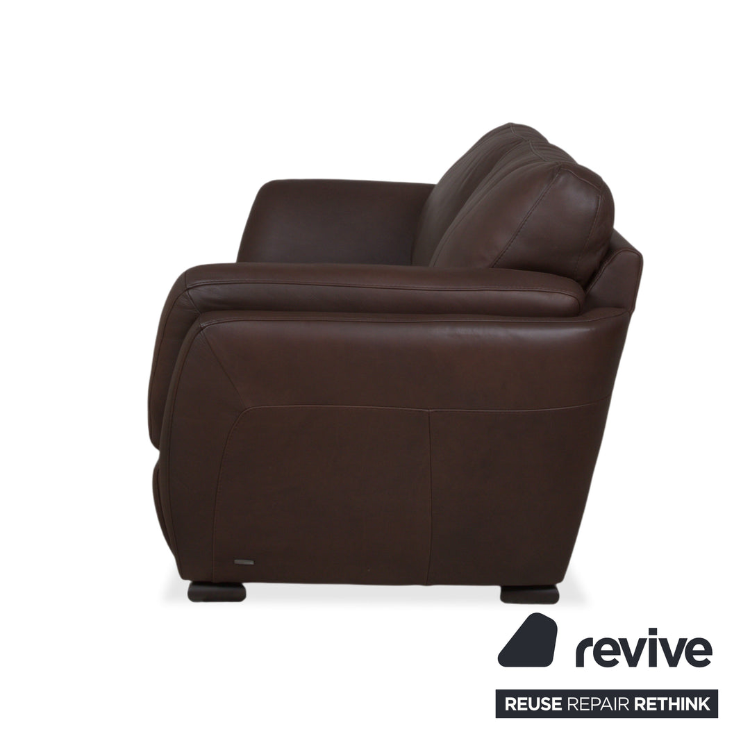 Natuzzi Editions A399 Garnitur Leder Dreisitzer Zweisitzer Dunkelbraun Sofa Couch