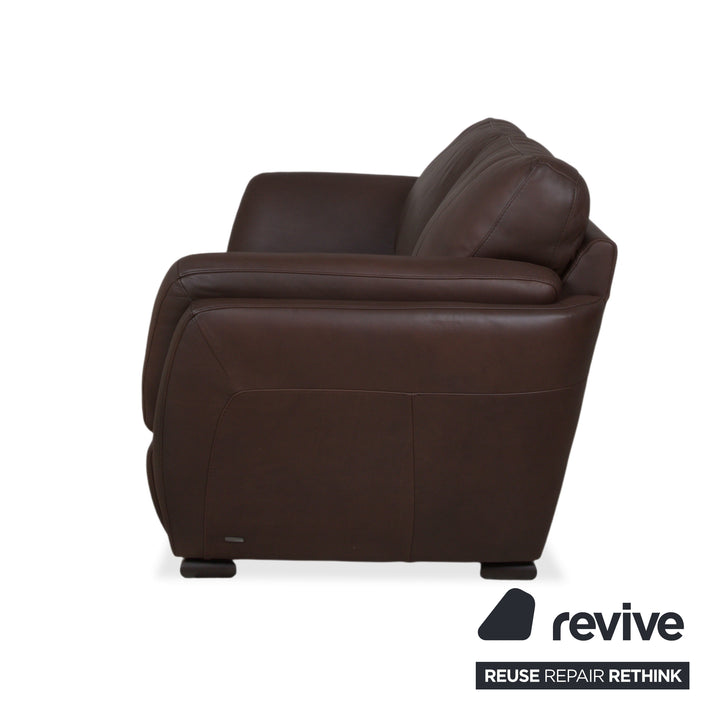 Natuzzi Editions A399 Garnitur Leder Dreisitzer Zweisitzer Dunkelbraun Sofa Couch