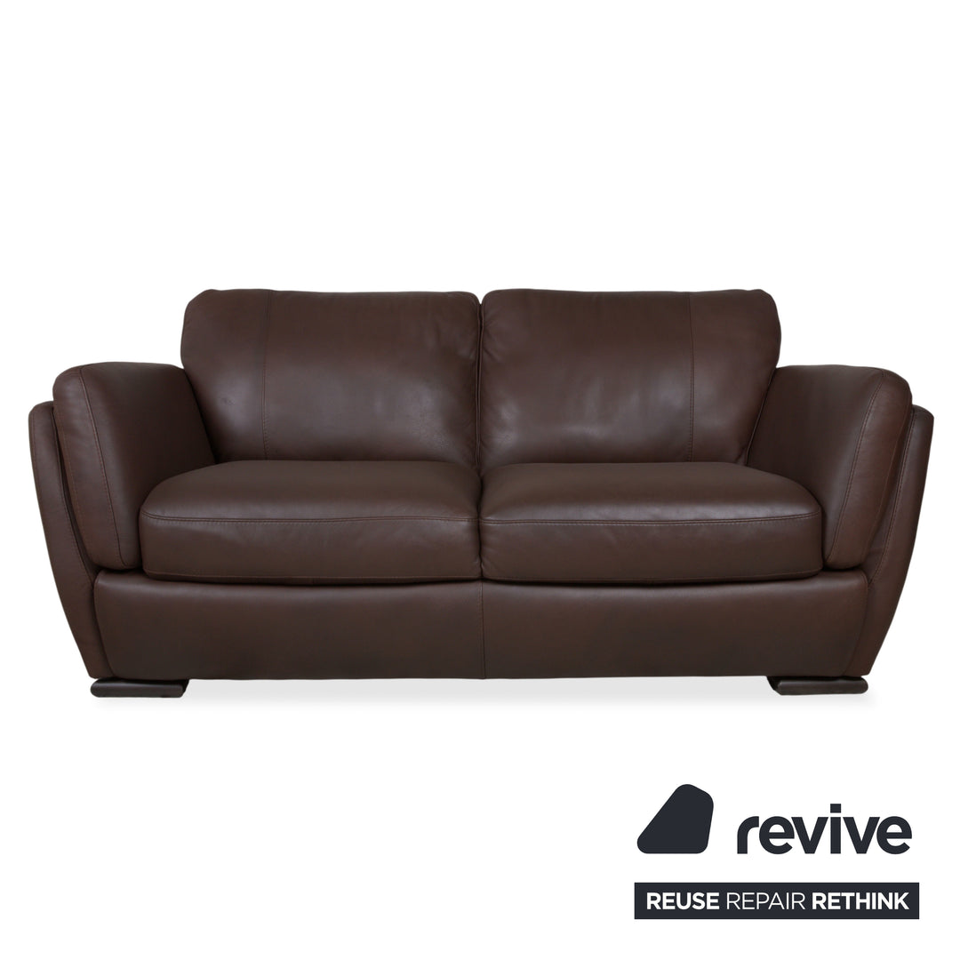 Natuzzi Editions A399 Garnitur Leder Dreisitzer Zweisitzer Dunkelbraun Sofa Couch
