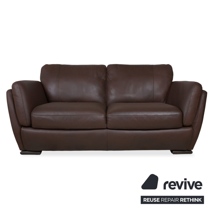 Natuzzi Editions A399 Garnitur Leder Dreisitzer Zweisitzer Dunkelbraun Sofa Couch