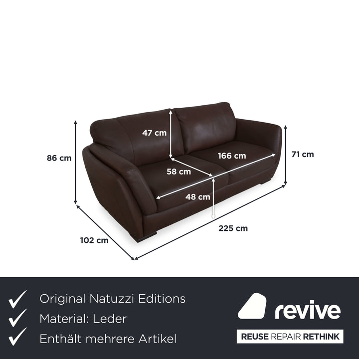Natuzzi Editions A399 Garnitur Leder Dreisitzer Zweisitzer Dunkelbraun Sofa Couch