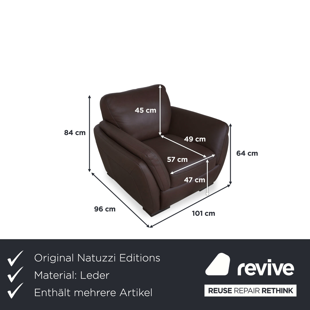 Natuzzi Editions A399 Garnitur Leder Dreisitzer Zweisitzer Sessel Dunkelbraun