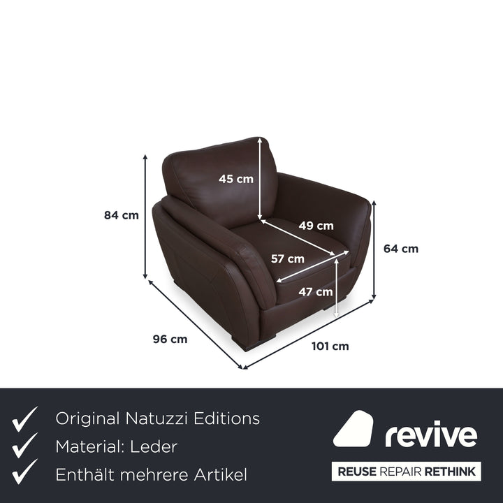 Natuzzi Editions A399 Garnitur Leder Dreisitzer Zweisitzer Sessel Dunkelbraun