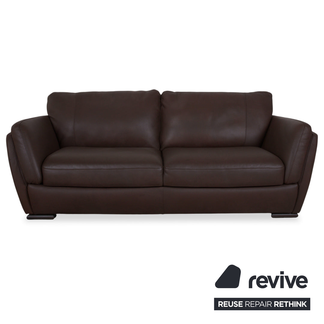 Natuzzi Editions A399 Leder Dreisitzer Dunkelbraun Sofa Couch
