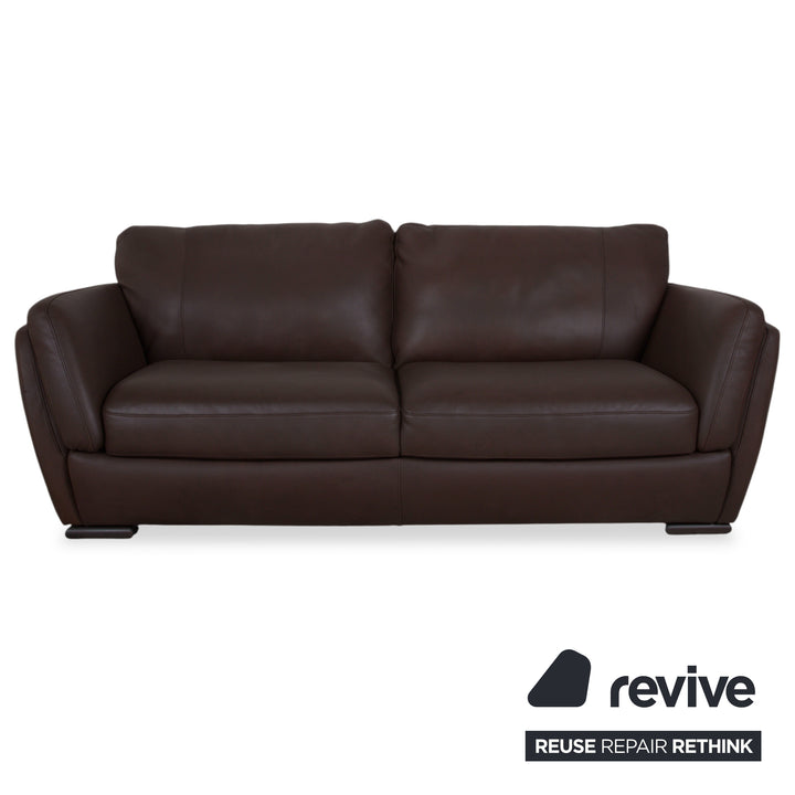 Natuzzi Editions A399 Leder Dreisitzer Dunkelbraun Sofa Couch