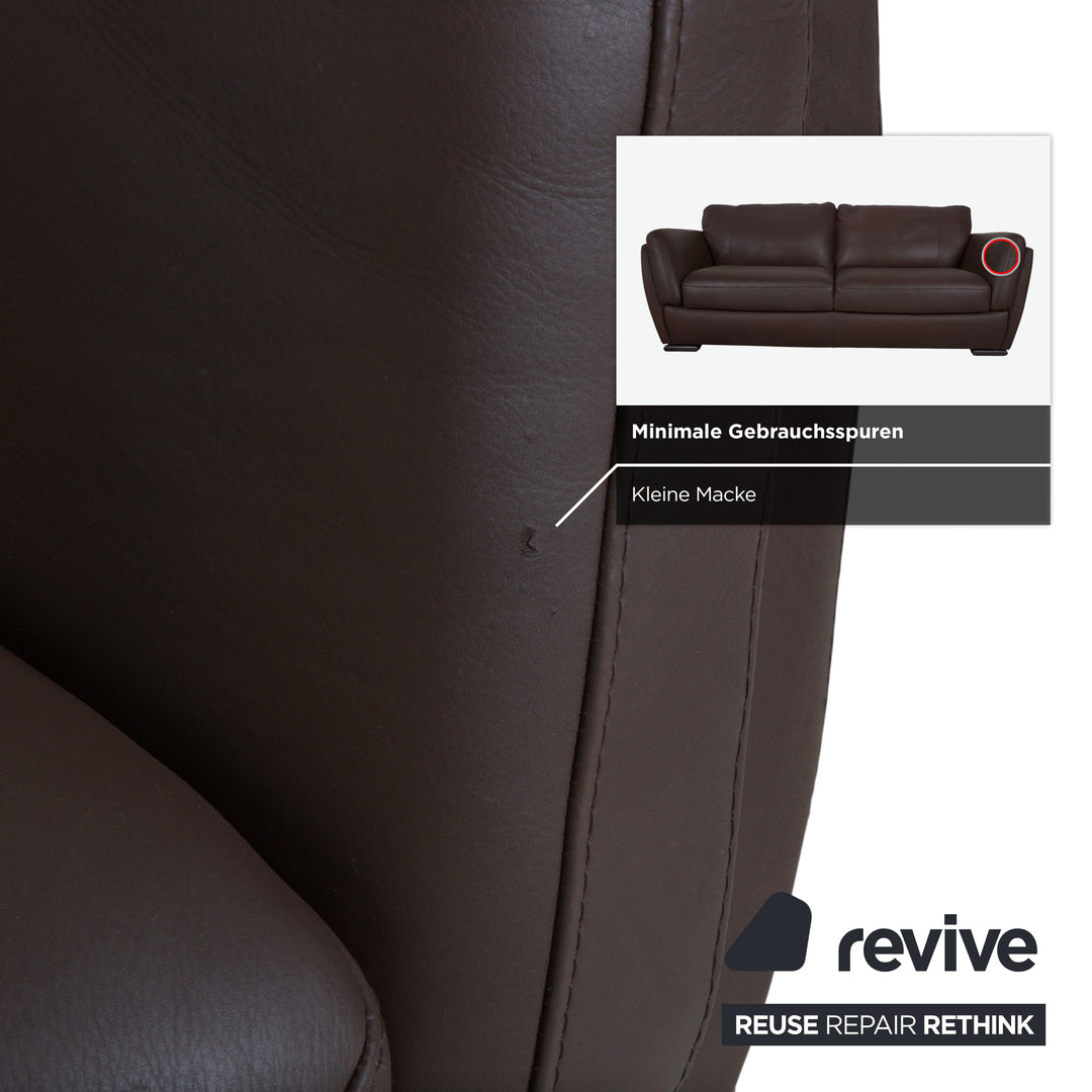 Natuzzi Editions A399 Leder Dreisitzer Dunkelbraun Sofa Couch