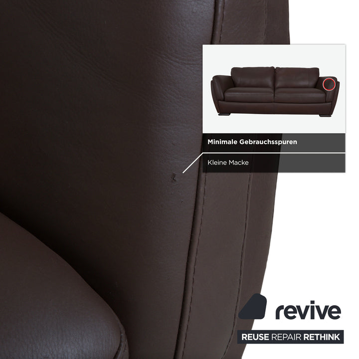 Natuzzi Editions A399 Leder Dreisitzer Dunkelbraun Sofa Couch
