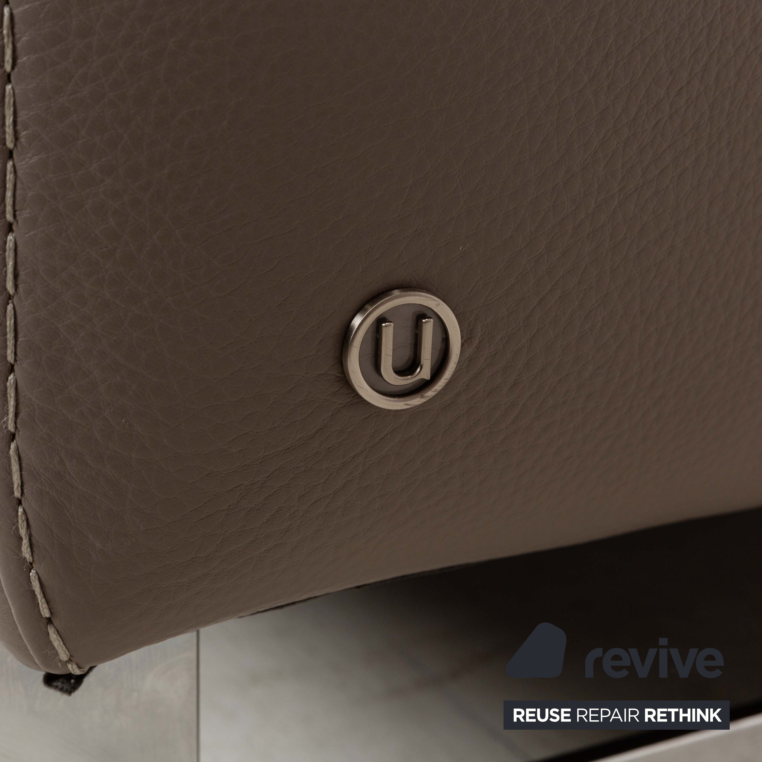 Natuzzi Etoile Leder Zweisitzer Grau manuelle Funktion	Sofa Couch