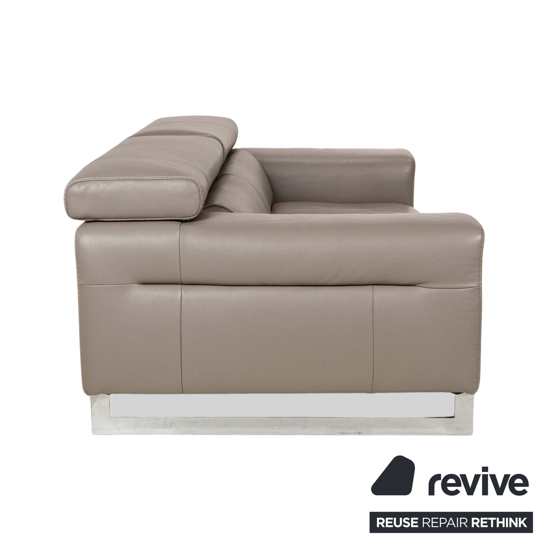 Natuzzi Etoile Leder Zweisitzer Grau manuelle Funktion	Sofa Couch