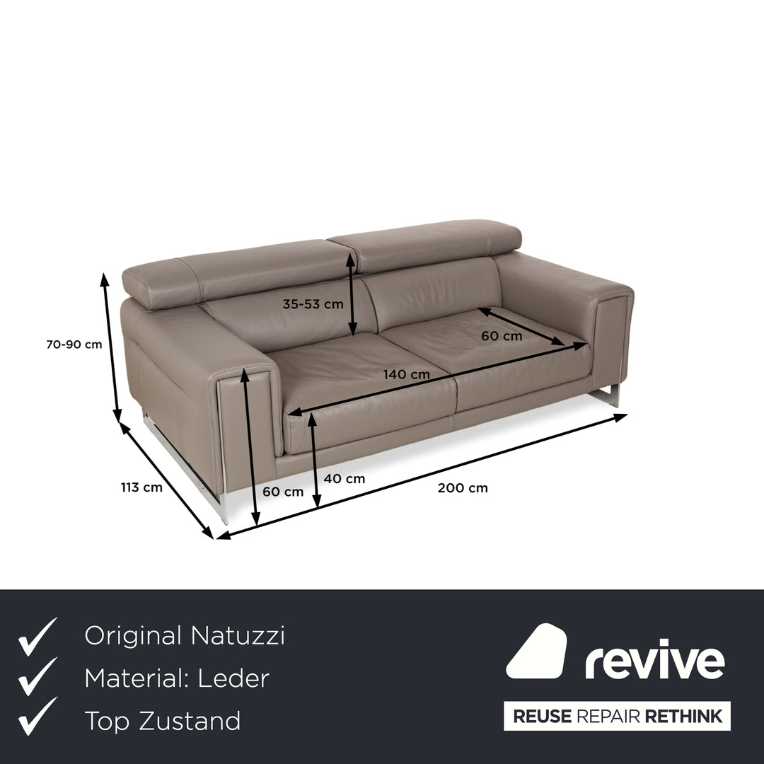 Natuzzi Etoile Leder Zweisitzer Grau manuelle Funktion	Sofa Couch