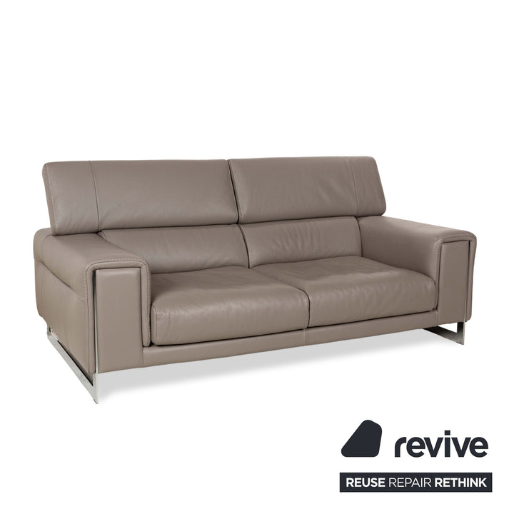 Natuzzi Etoile Leder Zweisitzer Grau manuelle Funktion	Sofa Couch