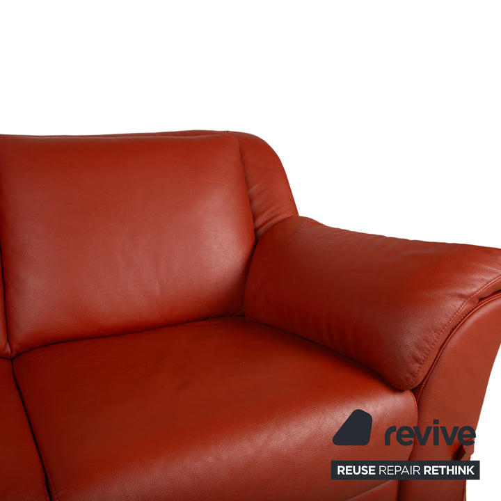 Natuzzi Garnitur Zweisitzer Sessel Leder Rot Sofa Couch