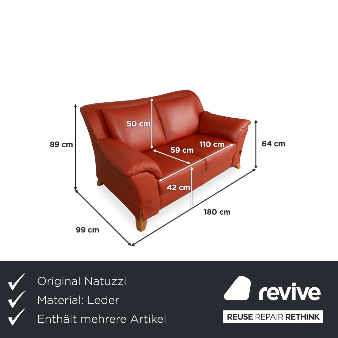 Natuzzi Garnitur Zweisitzer Sessel Leder Rot Sofa Couch