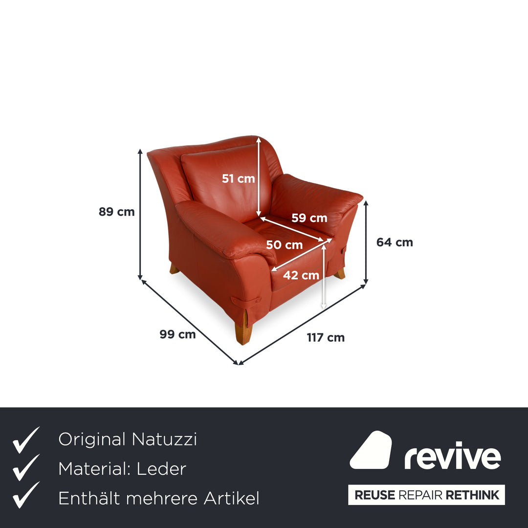 Natuzzi Garnitur Zweisitzer Sessel Leder Rot Sofa Couch
