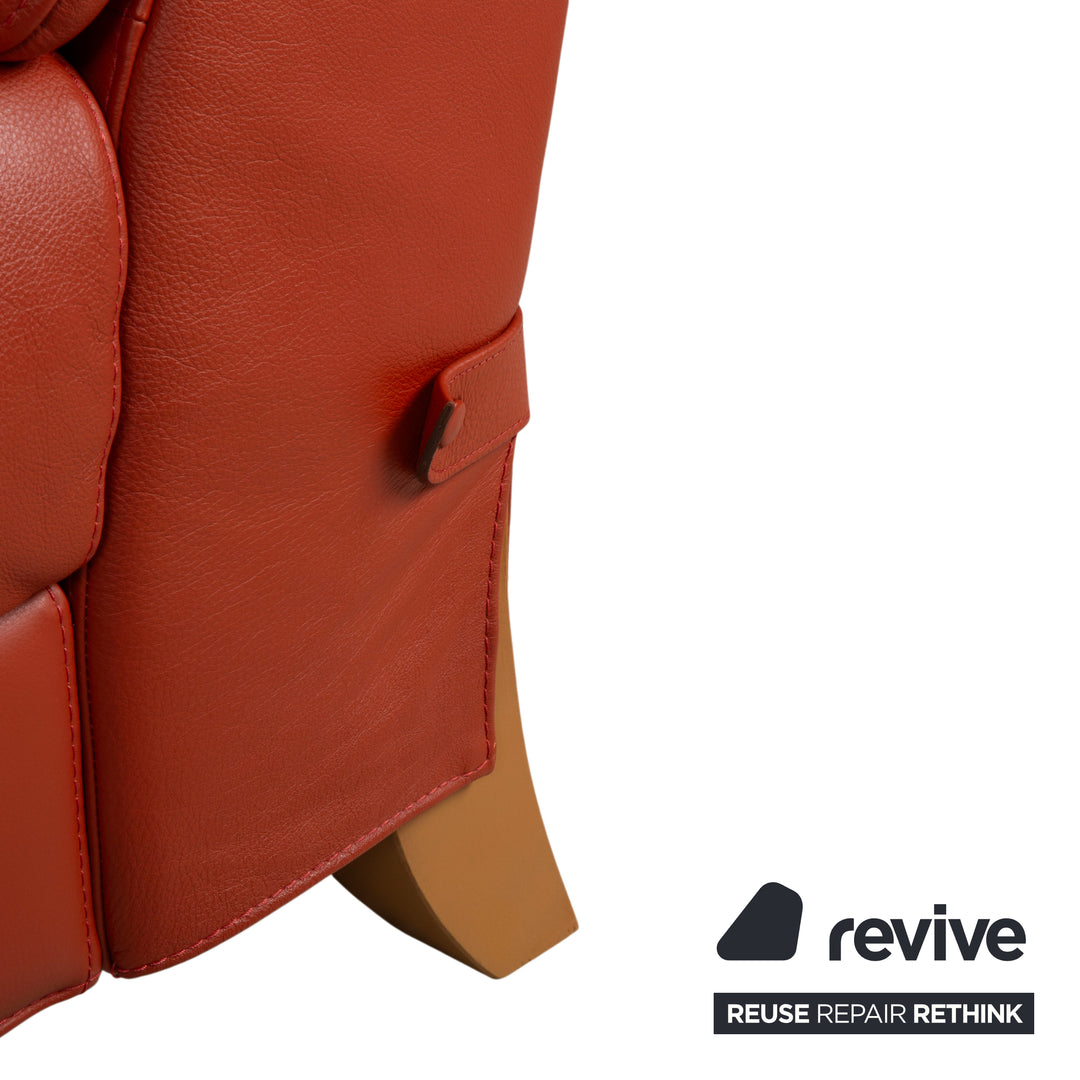Natuzzi Garnitur Zweisitzer Sessel Leder Rot Sofa Couch