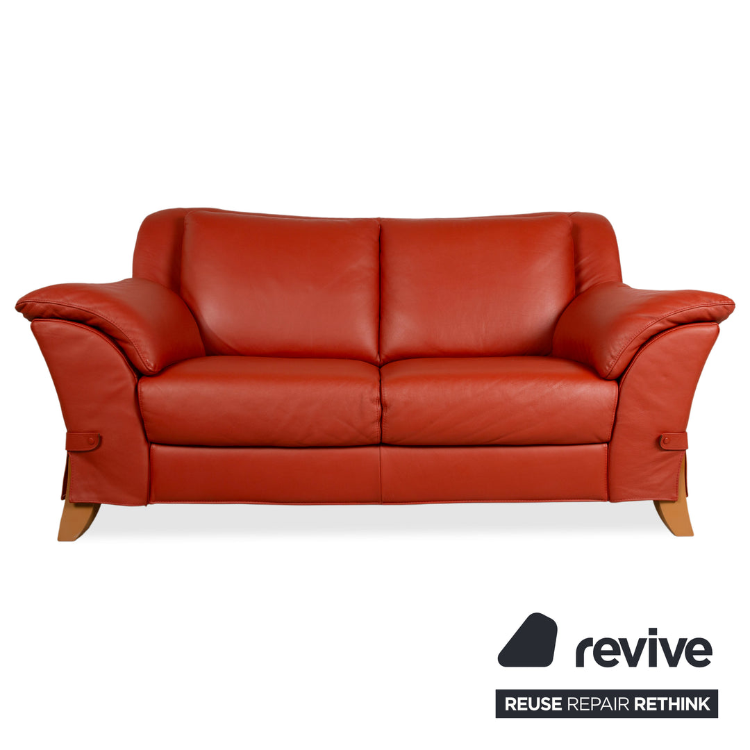 Natuzzi Garnitur Zweisitzer Sessel Leder Rot Sofa Couch