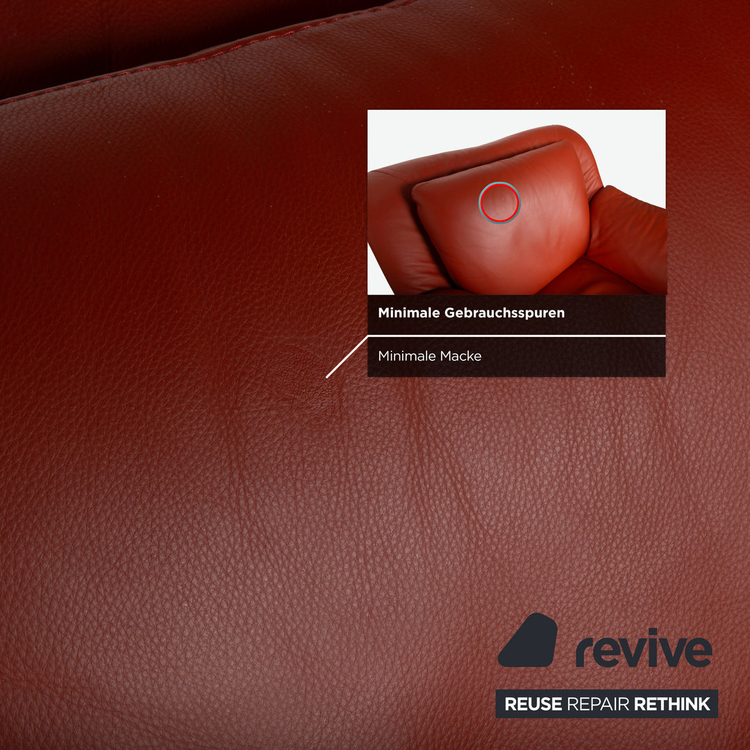 Natuzzi Garnitur Zweisitzer Sessel Leder Rot Sofa Couch