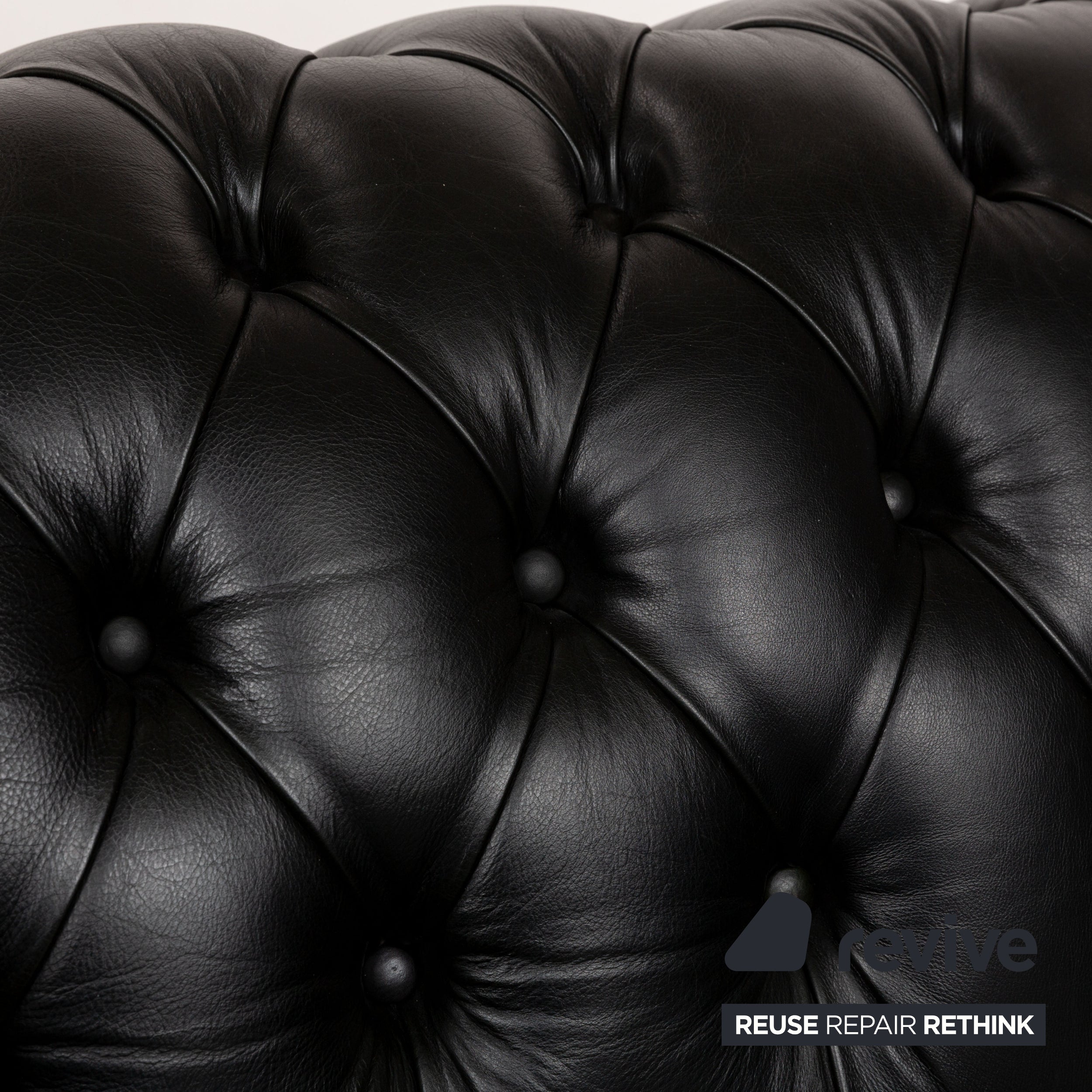 Natuzzi King Leder Zweisitzer Schwarz Chesterfield