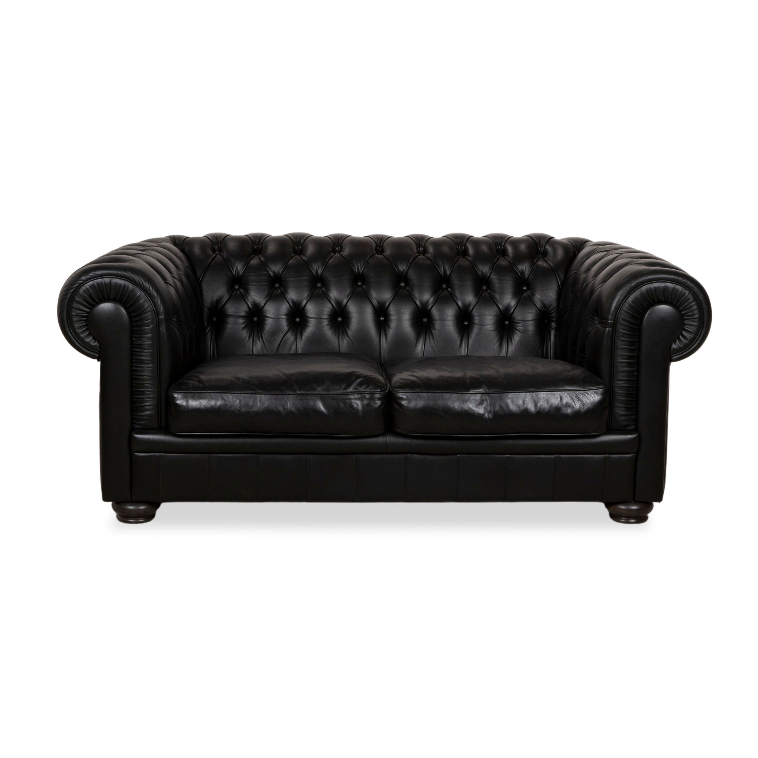 Natuzzi King Leder Zweisitzer Schwarz Chesterfield