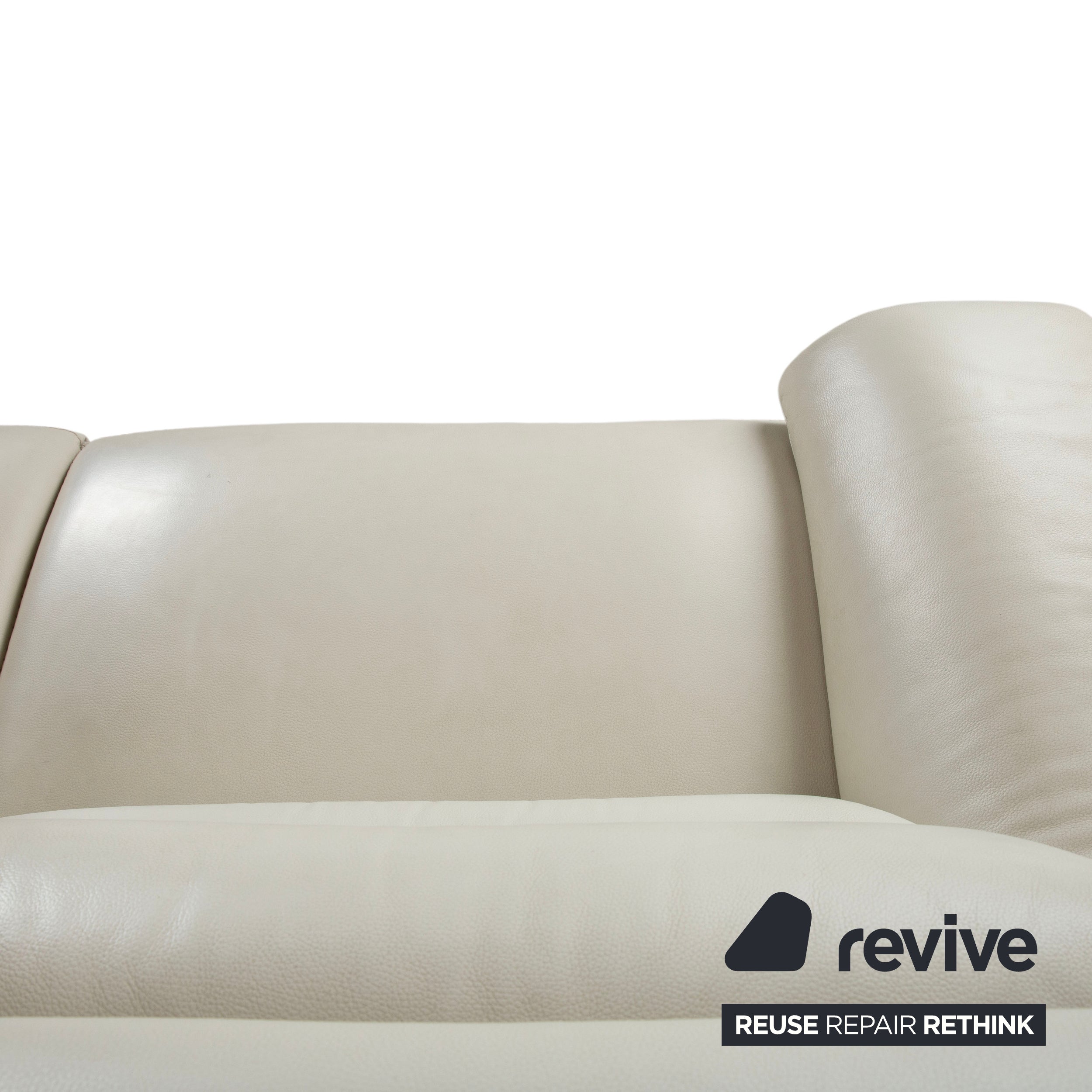 Natuzzi lederen driezitsbank crème beige bankstel elektrische functie