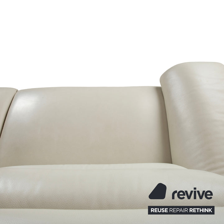 Natuzzi Leder Dreisitzer Creme Beige Sofa Couch elektrische Funktion