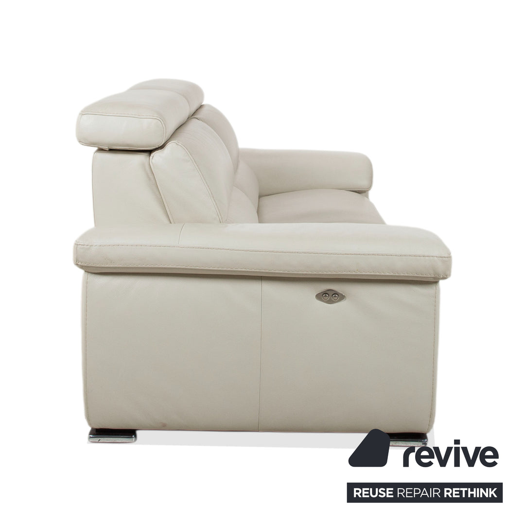 Natuzzi Leder Dreisitzer Creme Beige Sofa Couch elektrische Funktion