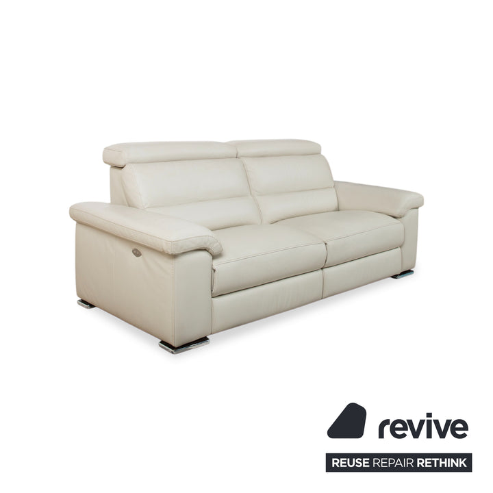 Natuzzi Leder Dreisitzer Creme Beige Sofa Couch elektrische Funktion