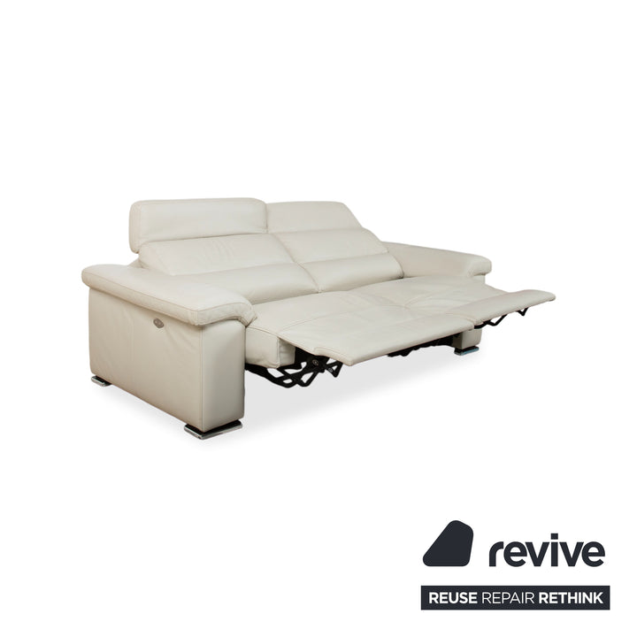 Natuzzi Leder Dreisitzer Creme Beige Sofa Couch elektrische Funktion