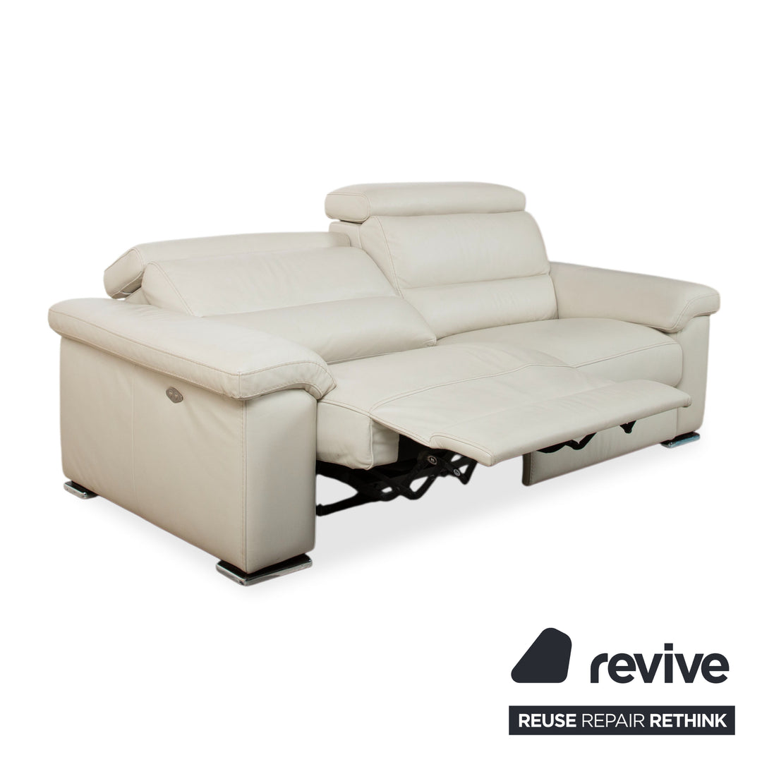 Natuzzi Leder Dreisitzer Creme Beige Sofa Couch elektrische Funktion