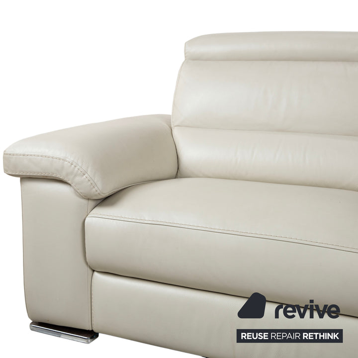 Natuzzi lädersoffa tresits cremebeige soffa med elektrisk funktion
