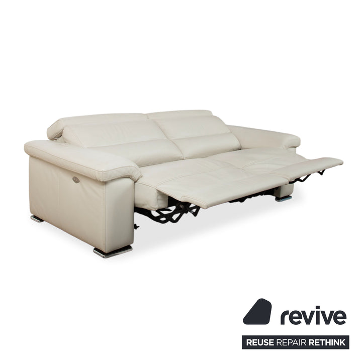 Natuzzi Leder Dreisitzer Creme Beige Sofa Couch elektrische Funktion