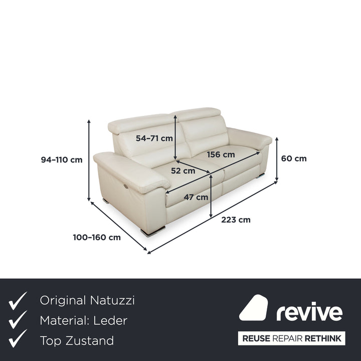 Natuzzi lädersoffa tresits cremebeige soffa med elektrisk funktion