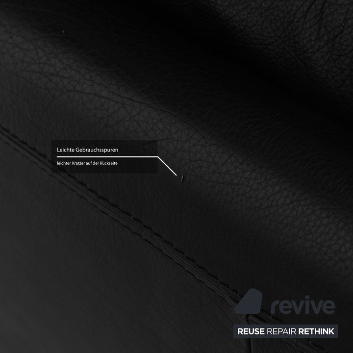 Natuzzi Leather Two Seater Black Sofa Couch
