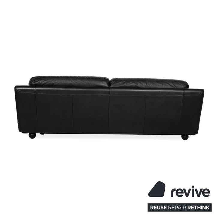 Natuzzi Leather Two Seater Black Sofa Couch
