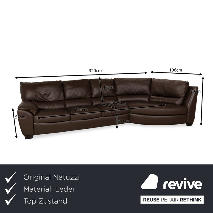 Canapé d'angle en cuir Natuzzi marron