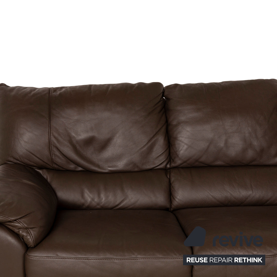 Canapé d'angle en cuir Natuzzi marron