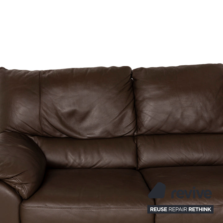 Canapé d'angle en cuir Natuzzi marron