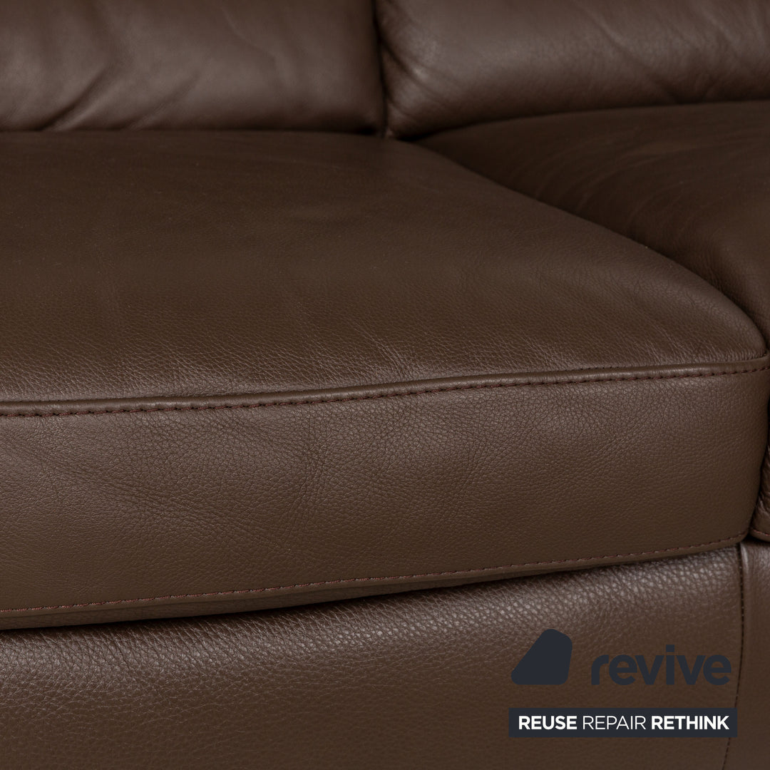 Canapé d'angle en cuir Natuzzi marron