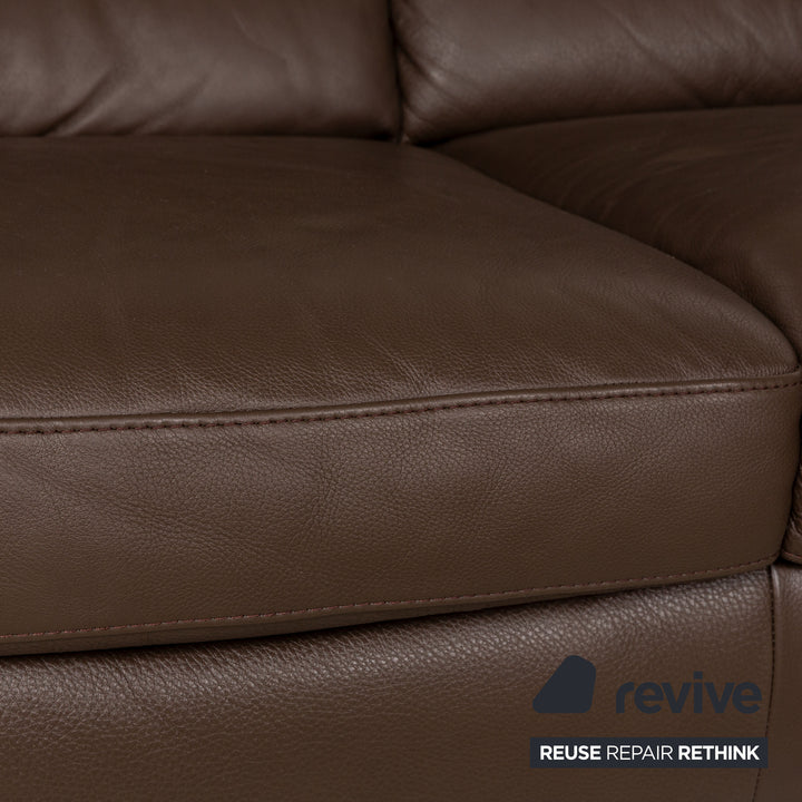 Canapé d'angle en cuir Natuzzi marron
