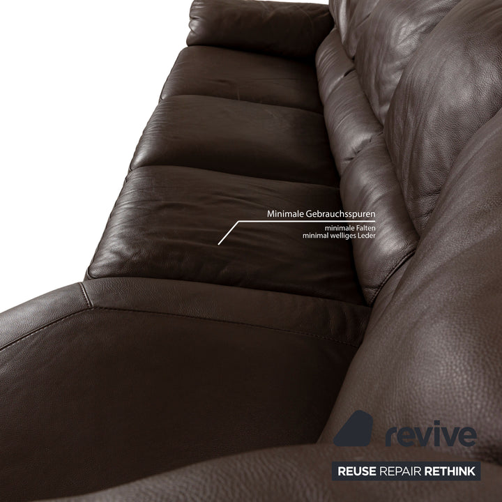 Canapé d'angle en cuir Natuzzi marron