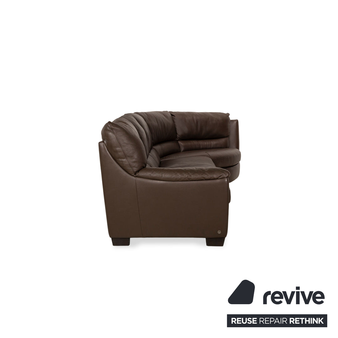 Canapé d'angle en cuir Natuzzi marron