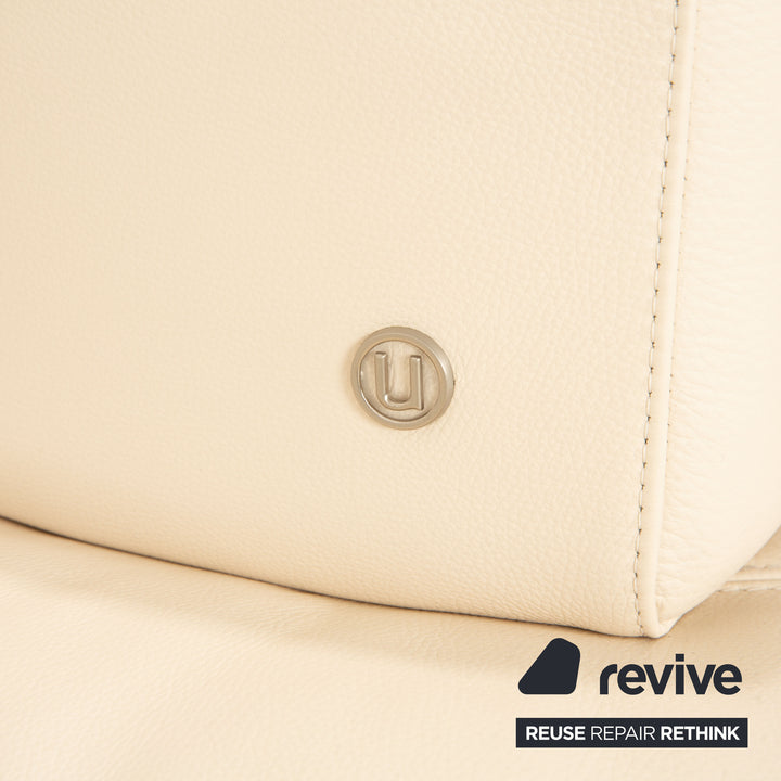 Natuzzi Leather Corner Sofa Cream Recamiere Right Sofa Couch