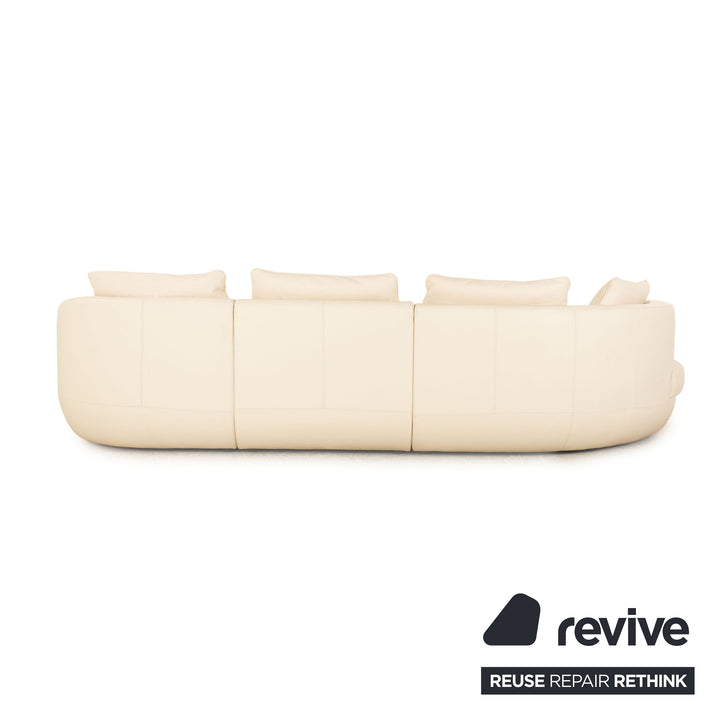 Natuzzi Leather Corner Sofa Cream Recamiere Right Sofa Couch