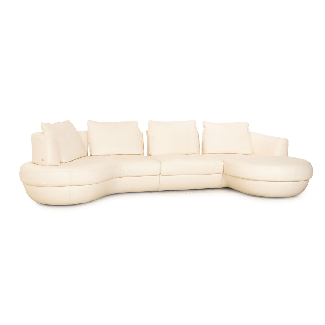 Natuzzi Leather Corner Sofa Cream Recamiere Right Sofa Couch
