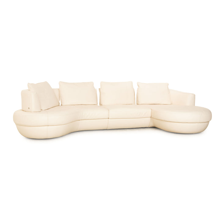 Natuzzi Leather Corner Sofa Cream Recamiere Right Sofa Couch