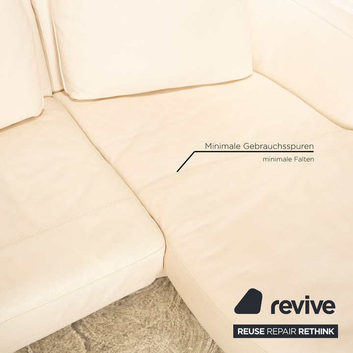 Natuzzi Leather Corner Sofa Cream Recamiere Right Sofa Couch